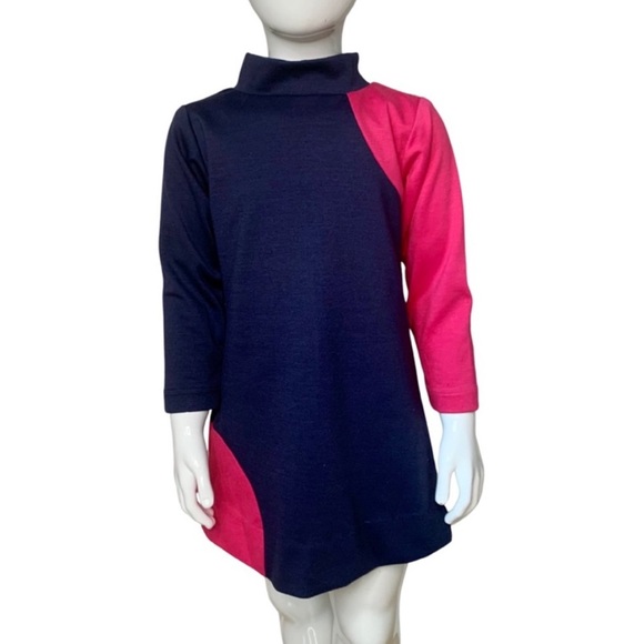 FLORENCE EISEMAN Ponte Knit Dress Navy & Pink Color Block Long Sleeve Size 4 - Picture 11 of 14